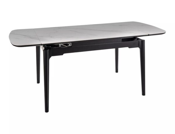 Jedálenský rozkladací stôl Sento 120/180 cm keramika biely mramor/čierny