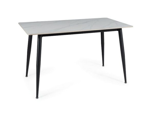 Jedálenský stôl Rion 130 cm keramika biely mramor/čierny