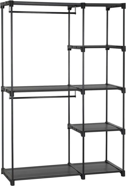 Otvorená šatníková skriňa PLUMB 112 cm čierna