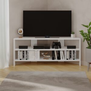 Rohový TV stolík Houseland Thales biely