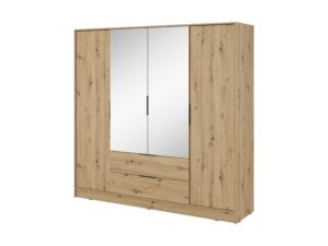 Šatníková skriňa Kelly 4D 206 cm so zrkadlom dub artisan