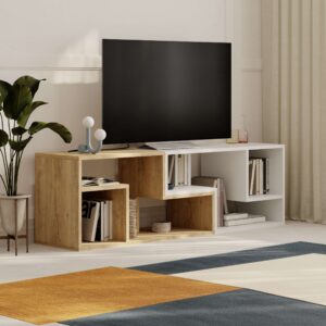 Televízny stolík Houseland Glis dub zafírový/biely