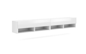 Závesný TV stolík Derby 200 cm biely mat/biely lesk