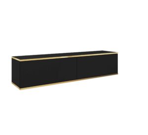 Závesný televízny stolík Oro 135 cm čierny/zlatý