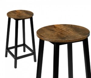 Barová stolička FLINT RUSTIC kovová okrúhla