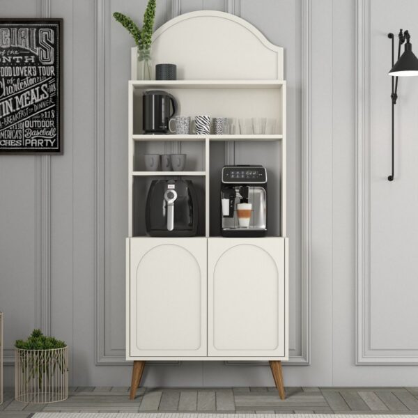 Coffee Bar Cabinet Lyon 80 - Cream, Walnut - POSLEDNÝ KUS – Obrázok 4