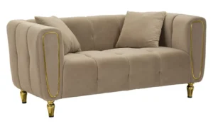 Dvojmiestna pohovka Alma 155 cm taupe/zlatá