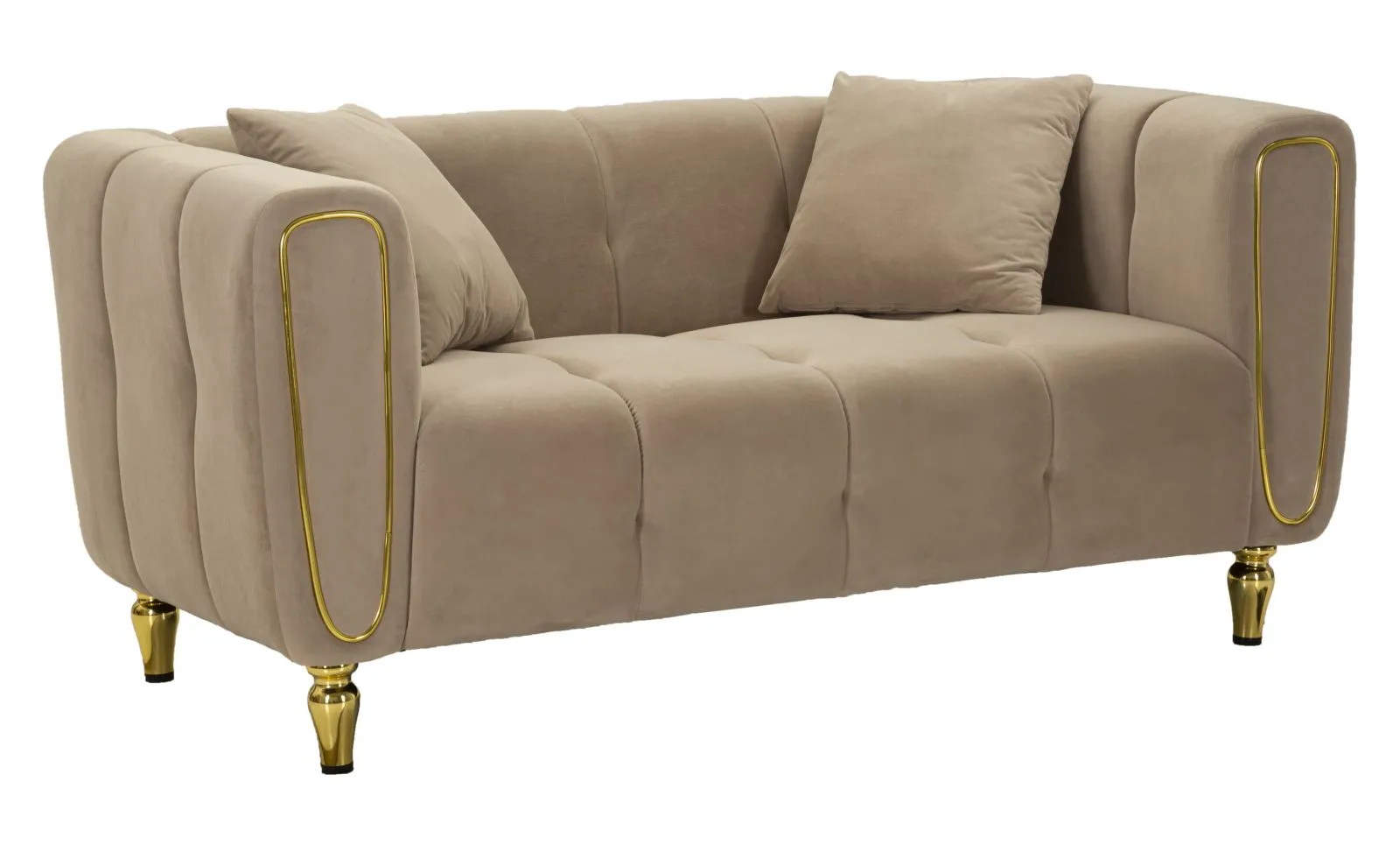 Dvojmiestna pohovka Alma 155 cm taupe/zlatá