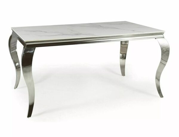 Jedálenský stôl Prince 180 cm biely mramor/chróm