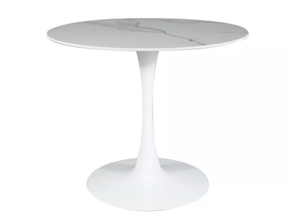 Okrúhly jedálenský stôl Espero 90 cm biely mramor/biely