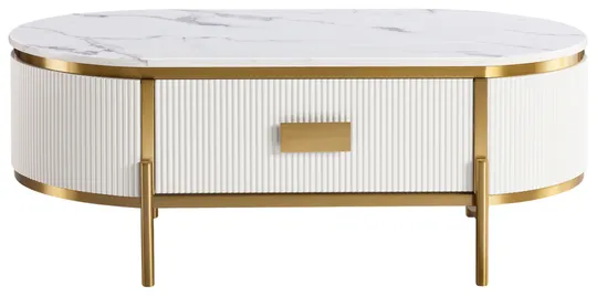 Konferenční stolek Stilig ST380C 124 cm zlatý/bílý mramor