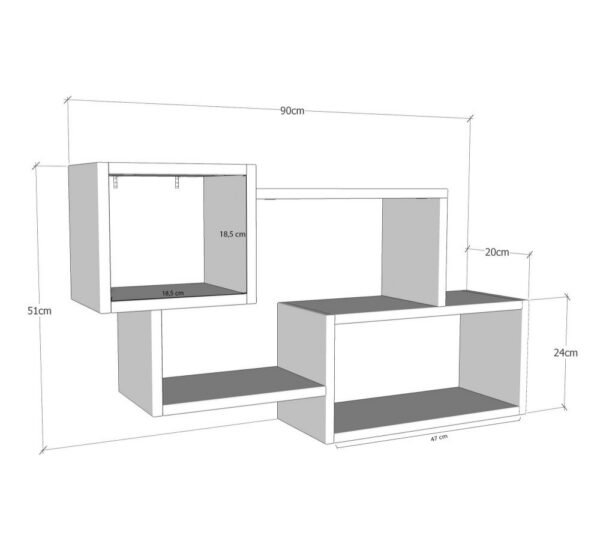 Nástenná polica Ayder - Walnut, White – Obrázok 3
