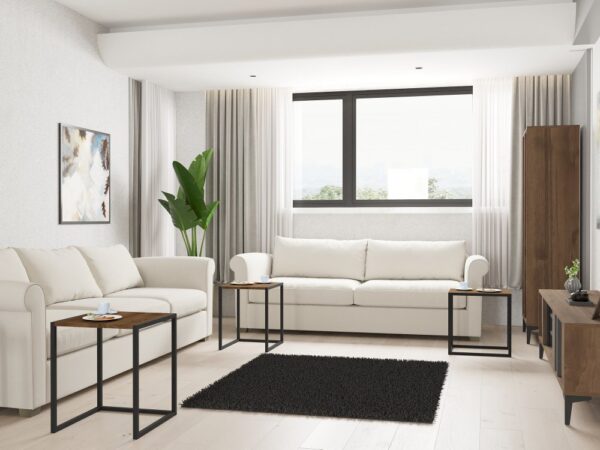 Sada odkladacích stolíkov (3 kusy) Tali - Black, Walnut – Obrázok 4