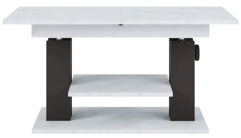 Výškově nastavitelný rozkládací konferenční stolek Moduvo 120/170 cm mramor/černý
