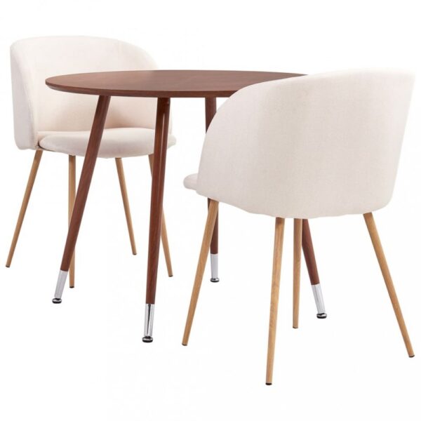 Jedálenský set 2 + 1 textil / hnedá MDF Dekorhome – Obrázok 3