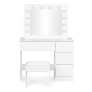 Toaletní stolek s LED osvětlením a taburetem Rety 94 cm bílý II