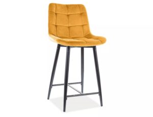 Zamatová barová stolička CHIC 90 cm horčicová