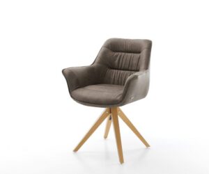 Jedálenská stolička Kaira-Flex mikrovlákno taupe vintage drevená