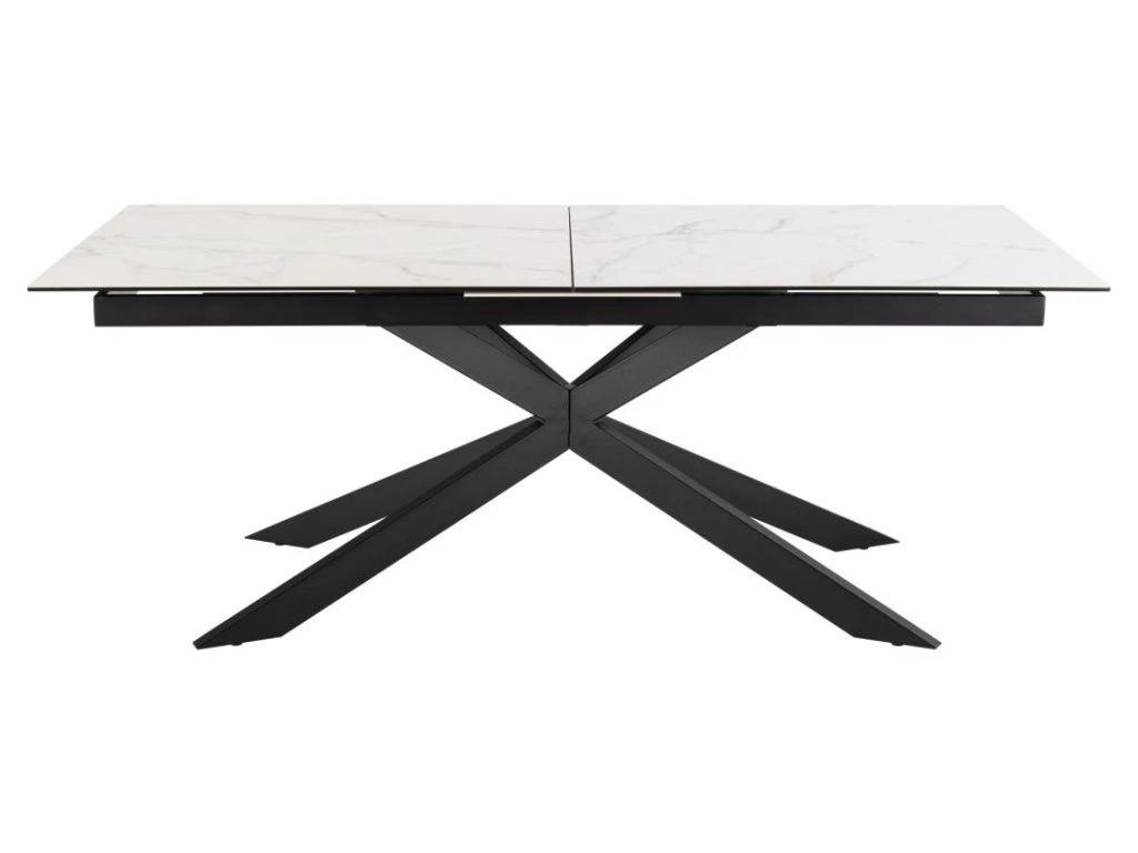 Jedálenský rozkladací stôl Irwine 200/240 cm biely mramor/čierny