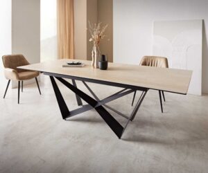 Jedálenský stôl Edge 180-220x100 keramika travertín prírodný spider