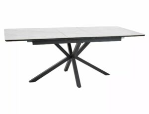 Rozkladací jedálenský stôl Logan 160/200 cm keramika biely mramor/čierny