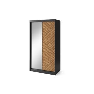 Šatníková skriňa Marrphy so zrkadlom 120 cm dub Caramel/čierna