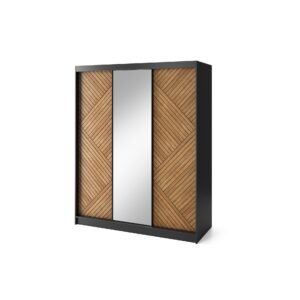 Šatníková skriňa Marrphy so zrkadlom 180 cm dub Caramel/čierna
