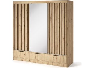 Šatníková skriňa Voodi so zrkadlom 180 cm dub Artisan