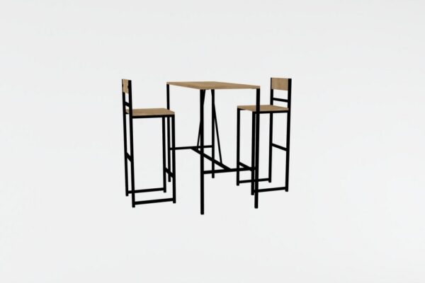 Table & Chairs Set (3 Pieces) Tibet - Oak – Obrázok 4