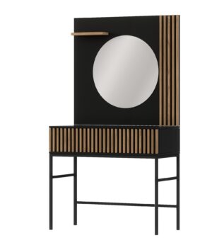 Toaletný stolík so zrkadlom Meorati 85 cm čierny/dub Artisan